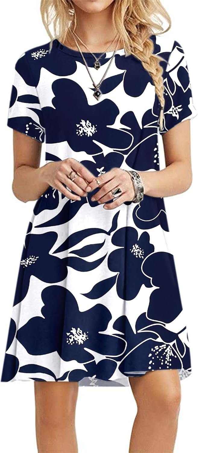 MOLERANI Women’s Casual Plain Simple T-Shirt Loose Dress