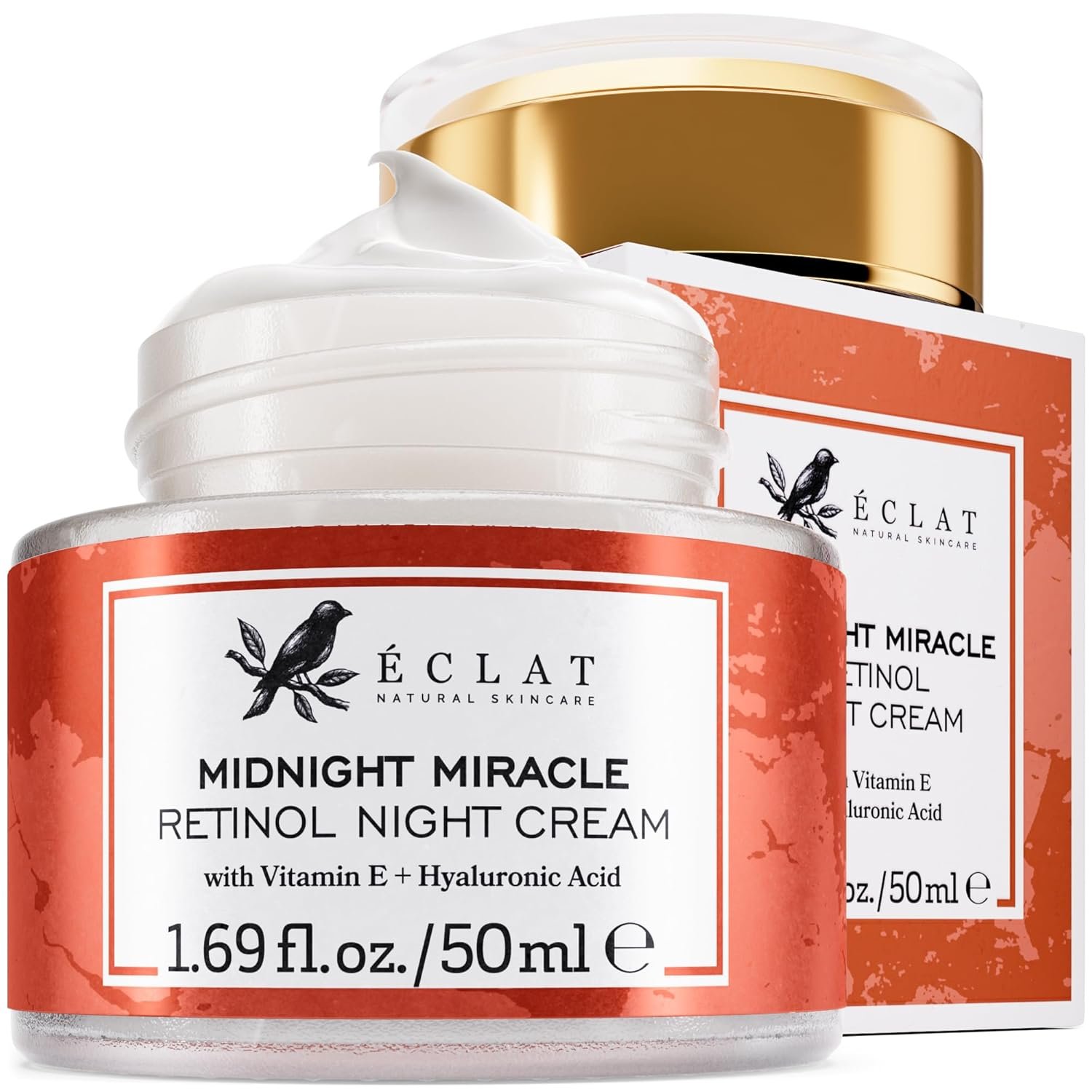 Eclat Skincare Retinol Night Cream – Renewing Retinol Cream for Face with Hyaluronic Acid – Anti Aging to Smooth Wrinkles & Fine Lines – Firming & Hydrating Face Moisturizer for Women & Men 50 ml