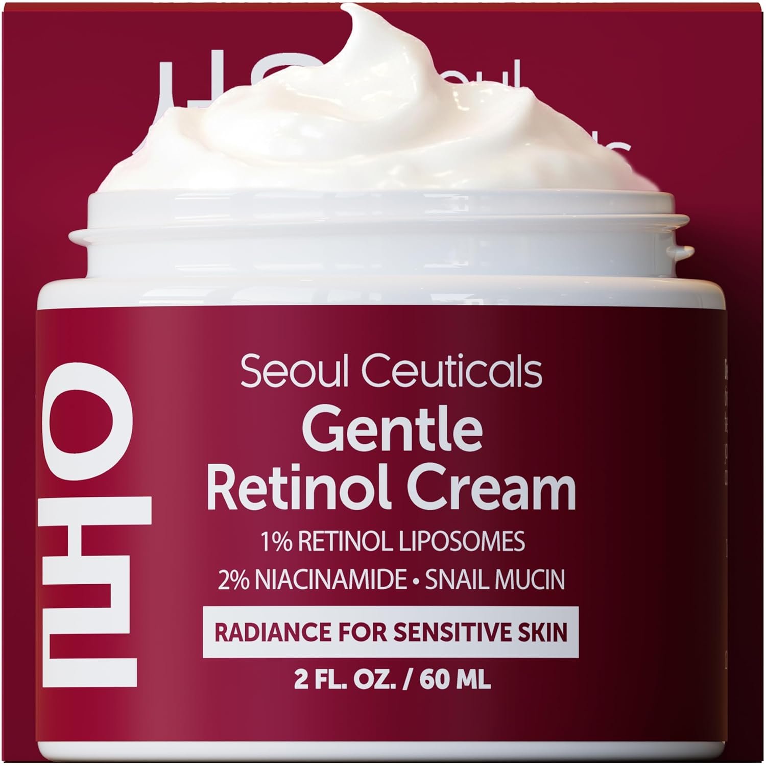 SeoulCeuticals 1% Korean Retinol Night Cream – 97.5% Snail Mucin + 2% Niacinamide Moisturizer for Face – Gentle K Beauty for Sensitive Skin 2oz