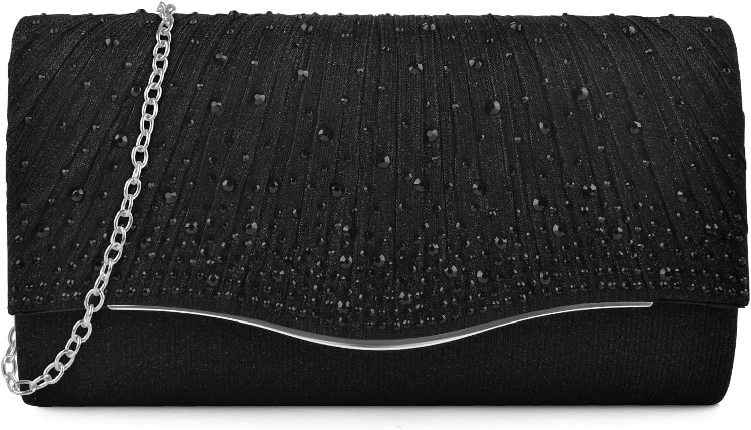 TINDTOP Clutch Purses for Women, Formal Evening Bags Suede Shoulder Envelope Party Handbags Wedding Cocktail Prom Clutches