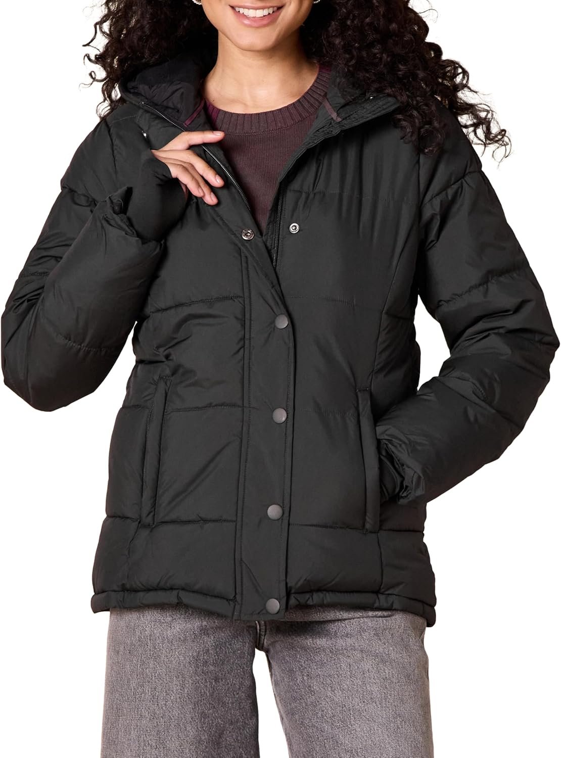 Amazon Essentials Womens Heavyweight Quilted Long-Sleeve Hooded Puffer Coat (Available in Plus Size)