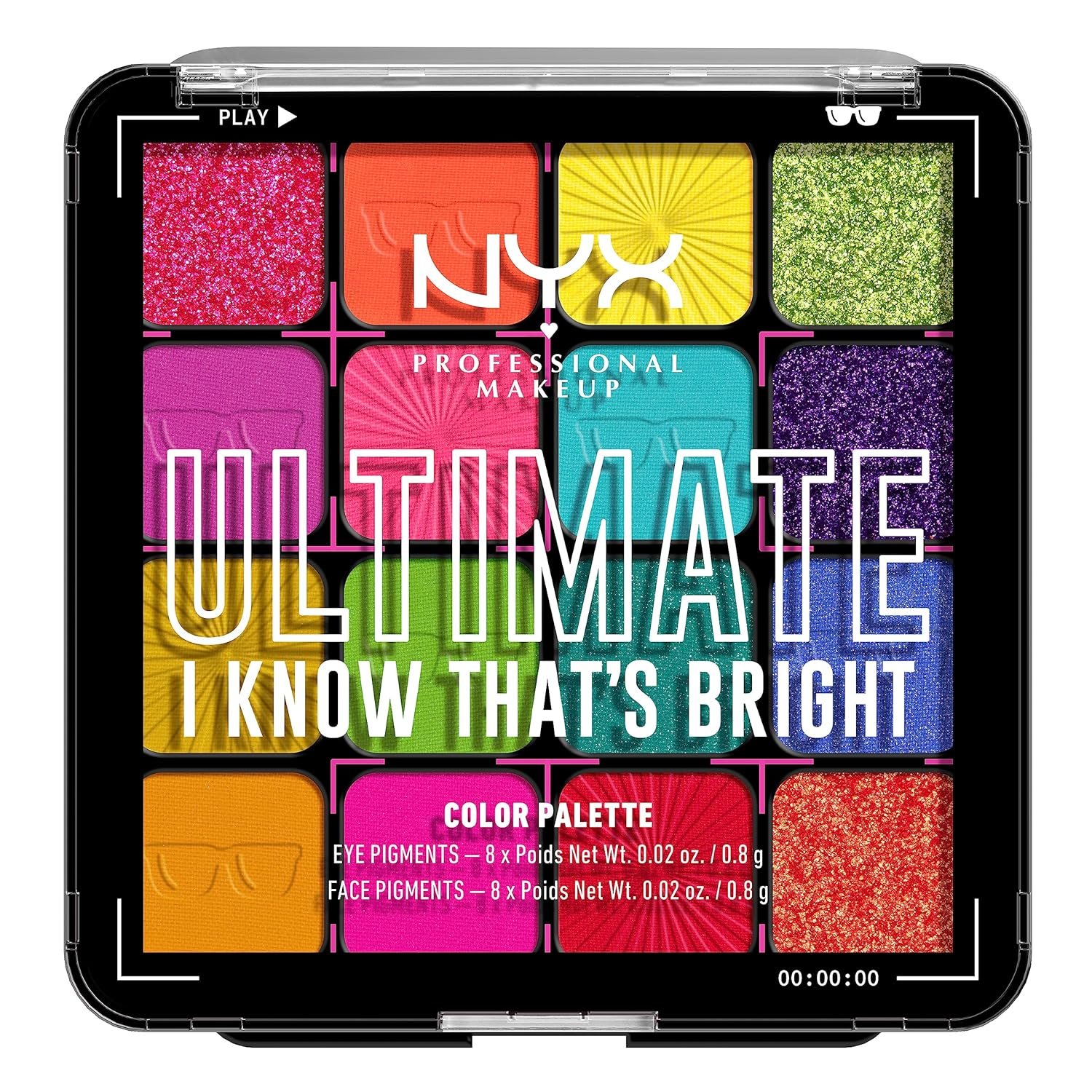 NYX PROFESSIONAL MAKEUP, Ultimate Shadow Palette, Eyeshadow Palette – I Know That’s Bright