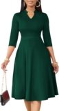 Nmoder Casual Dresses for Women Semi Formal Fit and Flare 3/4 Sleeve A-line Church Work Dress with Pockets