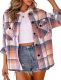 AUTOMET Womens Flannel Shackets Plaid Button Down Shirts Fall Winter Jackets Cute Tops Trendy Cowgirl Outfits Teen Sweaters