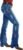 Flamingals Mid Waist Boot Cut Jeans for Women Straight Leg Stretchy Feather Embroidery Trendy Wash Denim Jeans