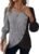 MixShe Womens Knit Sweaters 2025 Fall Winter Casual Long Sleeve Ribbed Colorblock Button Pullover Tops