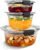 Rubbermaid Brilliance® Glass Round Leak-Proof 6-Piece Set Food Storage Containers, Food Containers with Lids, Meal Prep Containers