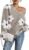 Pink Queen Women’s Oversized V Neck Fuzzy Sweaters 2025 Casual Loose Long Sleeve Chunky Knit Pullover Jumper Tops